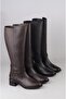 Seç 97900-1 Genuine Leather Heel-Style Women's Boots (Heel Height: 4 cm) Brown - 7