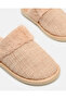 Women Beige Chenille Fur Trim Closed Toe Slipper - 3