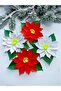 4-Piece Cardboard Christmas Poinsettia Tableware - Wall Decoration, Gift Wrapping Decoration (13cm) - 4