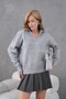 Basic Soft Textured Oversized Polo Neck Knitwear Sweater Aw25Kz0074 - 6