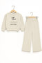 Girl's Trend Embroidered Style Corded Fabric Fleece Set