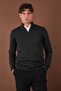Zippered Stand Collar Sweater - 2
