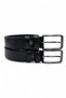 2-Piece Black Genuine Leather Men's Belt – 3.5 cm Width, Buffalo Leather, Compatible with Jeans and Fabric Pants - 2