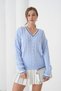 Hair Braid Detailed V-Neck Knitwear Sweater Aw25Kz0075