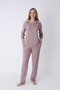 Women's Cotton Stretch Fabric Long Sleeve Pajama Set - Brown 30107 - 2