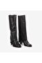 Genuine Leather Women's Heeled Black Boots 825 - 3