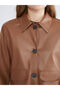 Shirt Collar Women's Leather Look Jacket - 2