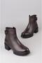 Seç 27362-1 Genuine Leather Heel-Style Women's Boots (Heel Height: 5 cm) Brown