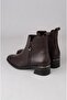 Seç 9780-1 Genuine Leather Women's Heel Boots (Heel Height: 4 cm) Brown - 5