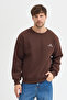 Men's Oversized Cotton Pack Crew Neck Embroidered Three Yarns Sh Brushed Inside Sweatshirt - 2