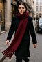 Women's Tassel Detail Scarf Shoulder Shawl 40X200 cm 1295 Burgundy - 2