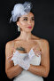 Tulle French Bridal Wedding Cap Accessory and Fingerless Lace Wedding Gloves Set - 4