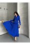 Women's Belted Gold-Buttoned Premium Jacket and Pleated Long Skirt Suit - 7