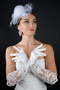 Lace Long Satin Gloves Bridal Nikah Wedding Cap Accessory Set - 3