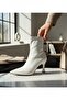 Popin White Women's Pointed Toe Half Boots - 4