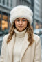Imported White Plush Hat |   Premium Fur Winter Women's Hat Spk1146-1