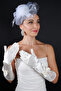 Tulle Bridal Wedding Headpiece Accessory and Long Lace Satin Bow Wedding Gloves Set - 5