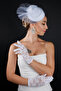 Pearl Detailed Wedding Bridal Hat and Lace Stylish Bridal Wedding Gloves Set Accessory - 4
