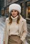 Imported White Plush Hat |   Premium Fur Winter Women's Hat Spk1146-1 - 3