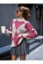 Women's Diamond Patterned Mock Neck Knitwear Sweater, Knitwear Sweater Fmoda6100