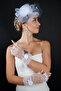 Rose Heart Embroidered Tulle Bridal Gloves and Nikah Wedding Cap Accessory Set - 2
