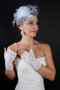 Tulle French Bridal Wedding Cap Accessory and Fingerless Lace Wedding Gloves Set - 3