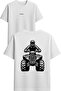 Man Riding an Atv Design Printed White Oversized T-Shirt