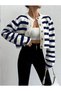 Striped Buttoned Front Cardigan - 2