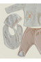 100% Cotton'Preaty Girl' 5-Piece Hospital Discharge Set (Top with Buttons - Bottom with Pants - Hat - Gloves - Apron) - 2