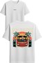 Good Vibrations Design Printed White Oversized T-Shirt