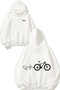 Love Bike Design Back Printed White Hooded Sweatshirt