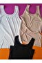Thick Strap Bamboo Fabric 3-Piece Black, Tan, and White Women's Tank Top - 8