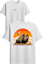 Gergedan Design Printed White Oversized T-Shirt