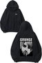 Grunge Design Backpack Printed Black Hooded Sweatshirt