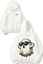 Cool Ghost Design Backpack Printed White Hooded Sweatshirt