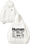 سويت شيرت Human Design Back مطبوع أبيض بغطاء رأس