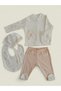 100% Cotton'Preaty Girl' 5-Piece Hospital Discharge Set (Top with Buttons - Bottom with Pants - Hat - Gloves - Apron)