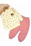 Baby Girl Slim Fit Polka Dot Winter 3-Thread Set Fleece-Lined Cute Teddy Bear Embroidered Top and Bottom Set - 2