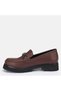 Large size women's loafer genuine leather buckle 41-42-43-44-brown leather - 6