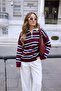 Polo Neck Striped Oversize Knitwear Sweater - 3