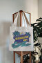 Retro Blockbuster Video Printed Canvas Tote Bag with Velcro and Inner Pocket - 3