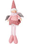 Christmas Ornament, Sitting Winged Fairy Figure, Pink - 17X53 cm