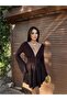 Women's V-Neck Low-Cut Back Spanish Sleeve Mini Dress with Shorts - 5