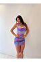 Plum Shiny Sand Gathered Backless Mini Dress - 4