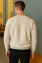 Men's Relax Fit Winter Cream Basic Sweater - 2