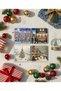 Christmas City Pine Tree and Lighted Streets Natural Stone Coasters, Christmas Gift, Set of 4, Home Decor