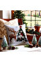Christmas Themed Embroidery Patterned Santa Claus and Deer 4-Piece Digital Printed Gift Throw Pillow Cover Set - 3