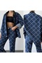 Women's Patterned Leather Collar Zippered Jean Jacket Blue - 3