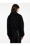 Long Sleeve Pocketed College Collar Zippered Crop Rhinestone Embellished Bomber Jacket - 4