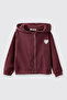 Baby Girl Hooded Heart Applique Zippered Soft Textured Sweatshirt